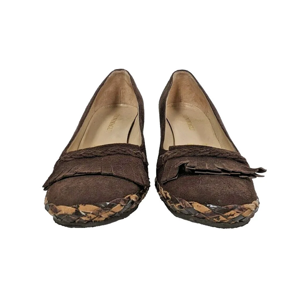 Bruno Magli Brown Suede Kiltie Wedge Heel Italy SZ 39 US 8.5 Shoe